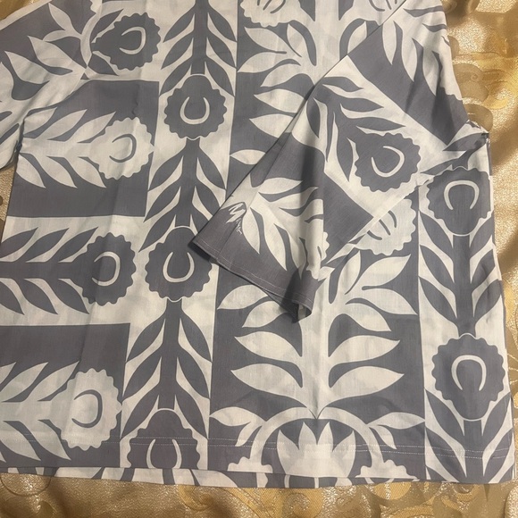 Vintage MAMO HOWELL Hawaiian Quilt Print Blouse-Gray/White XL Exc. Condition - Picture 3 of 13